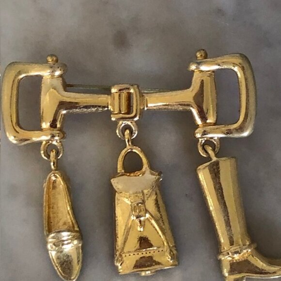 ETIENNE AIGNER Boot, Saddle Bag, Loafer, Bit Brooch/PinGold Tone Vintage… - Picture 10 of 17